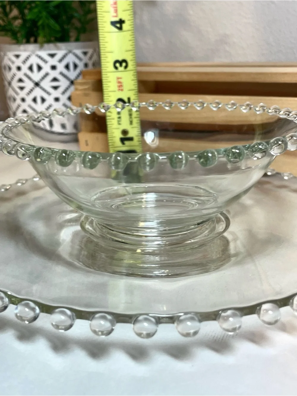Imperial Glass “Candlewick” Clear Beaded Glass Chip & Dip Serving Set | VTG |EUC
